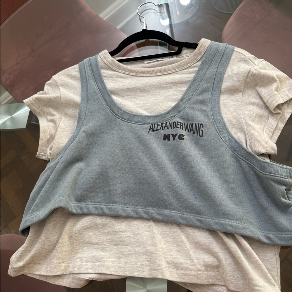 Alexander Wang Blue and Cream Layered Top